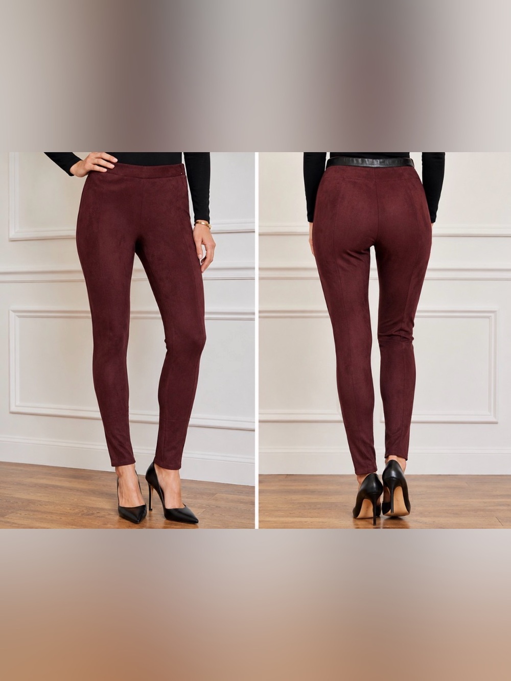 Burgundy Suede Leggings/Pants